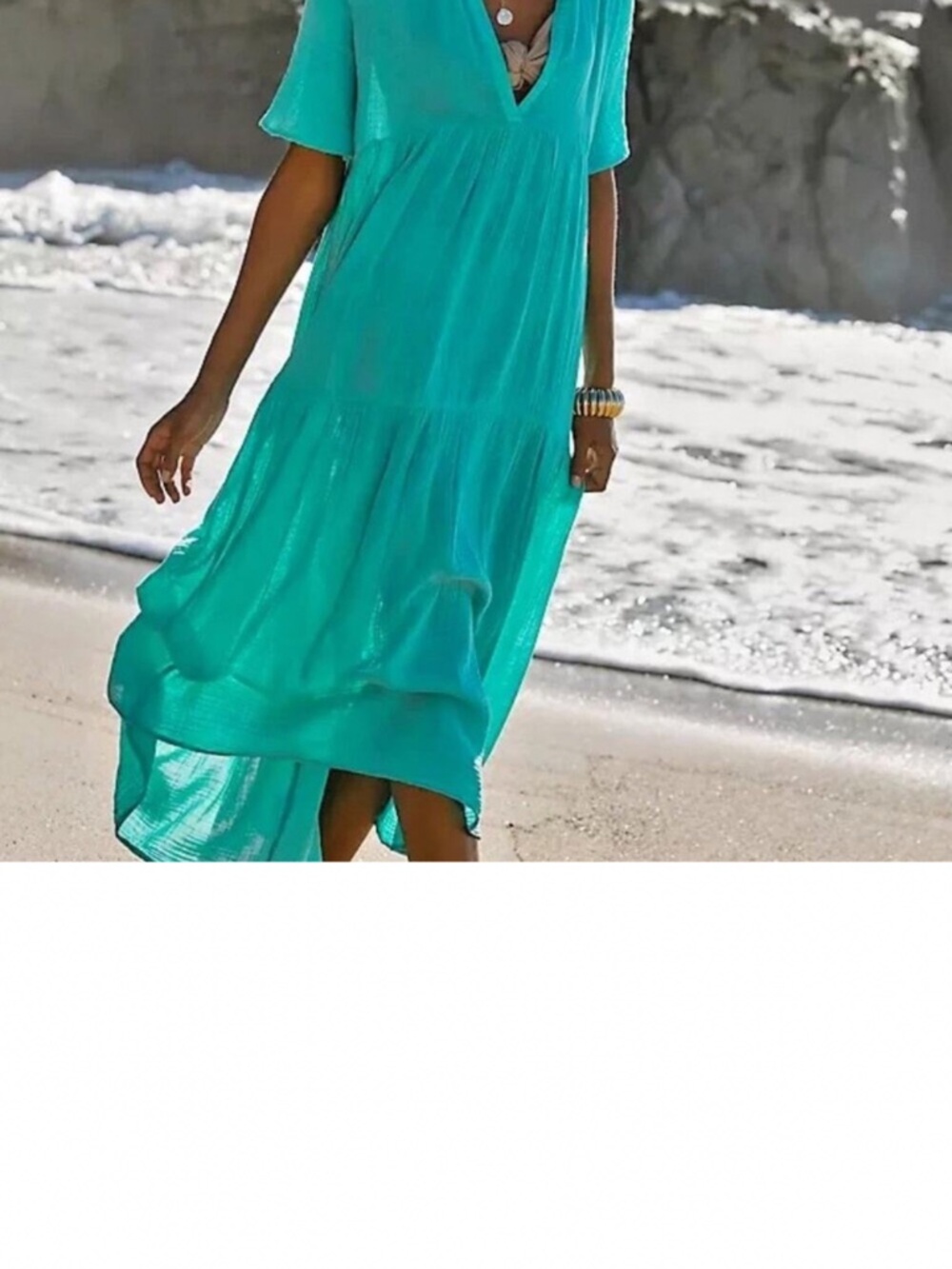 Anthropologie Aqua Gauze Tiered Maxi Dress – Size Small